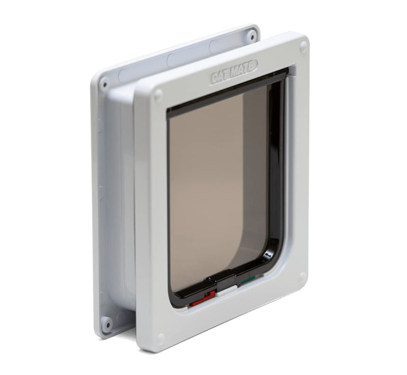 Cat Mate 4-Way-Locking Cat Flap with Door Liner to 2" (235) - Secure Lockable Door for Small to Medium Sized Cats, for UPVC, Wood and Wall, White 4-Way Locking with Door Liner
