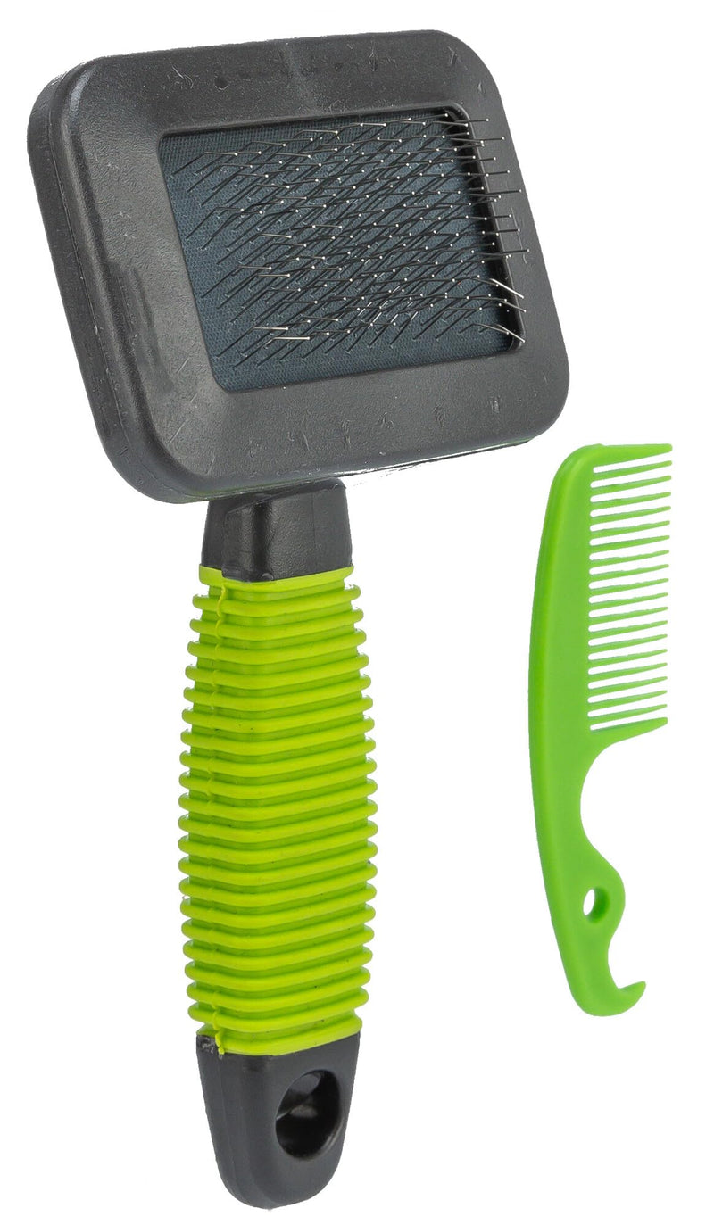 TRIXIE Pet Grooming Soft Brush & Comb Set for Puppies, Kittens, and Small Animals