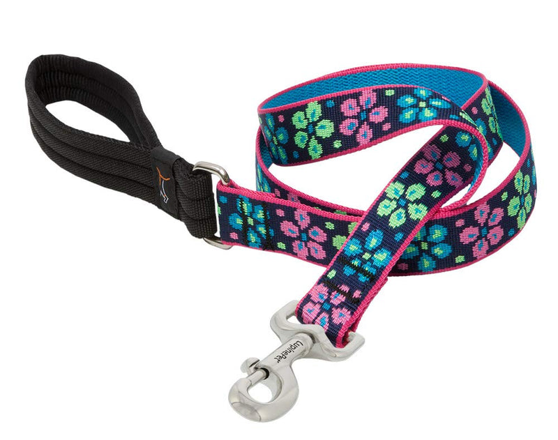 LupinePet Originals 1" Flower Power 4-Foot Padded Handle Leash for Medium and Larger Dogs 1" wide; 4-ft long - PawsPlanet Australia