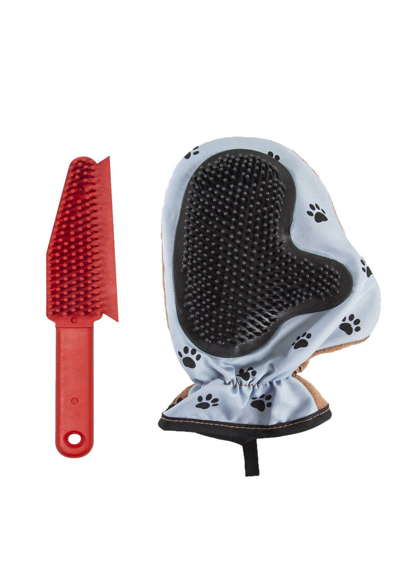 FURemover Mitt and Brush Set, 2-sided Rubber-like Lint Brush for Couch and Clothes, Cat and Dog Multi Brush, With Pet Hair Remover Mitt for Gentle Washing and Grooming, Colors May Vary - PawsPlanet Australia