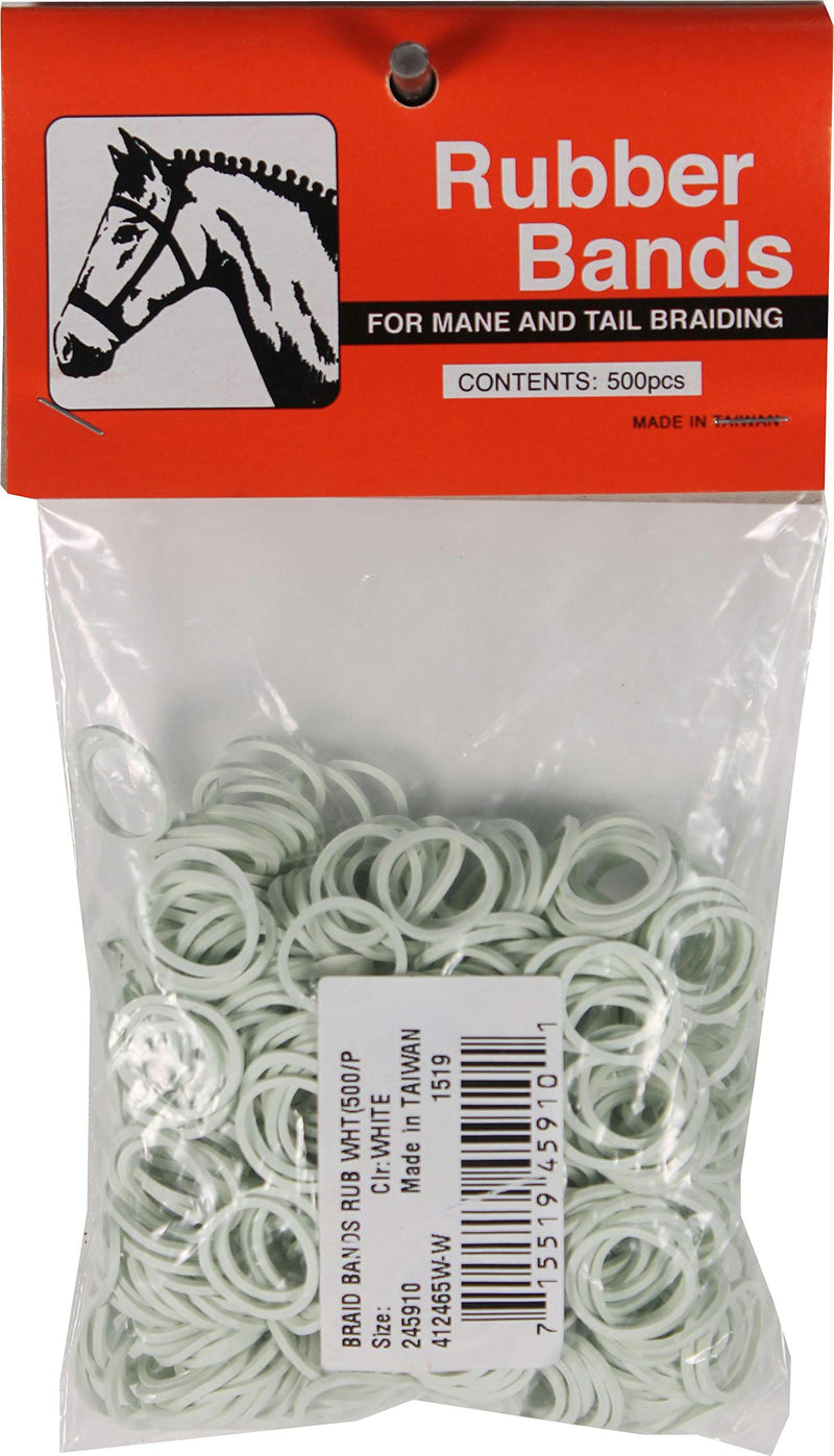 Partrade 245910 222729 Rubber Horse Braid Bands, White, 5" - PawsPlanet Australia