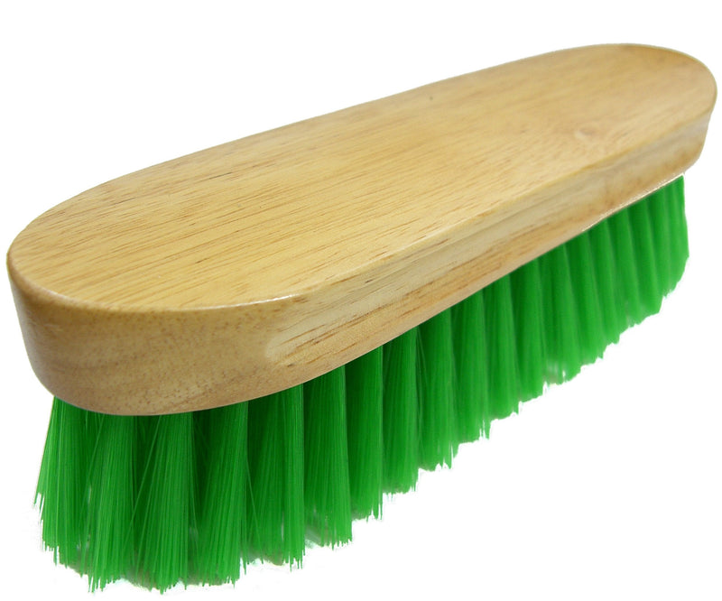 Intrepid International Bedford Horse Brush 9" - Nylon Bristles Brush with Wood Block for Horse Care and Horses Grooming Kit - Medium to Soft Bristles Green - PawsPlanet Australia