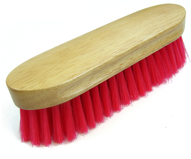 Intrepid International Bedford Horse Brush 9" - Nylon Bristles Brush with Wood Block for Horse Care and Horses Grooming Kit - Medium to Soft Bristles Red