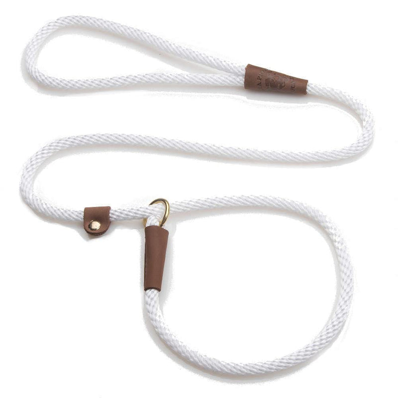 Mendota Pet Slip Leash - Dog Lead and Collar Combo - Made in The USA - White, 3/8 in x 4 ft - for Small/Medium Breeds - PawsPlanet Australia