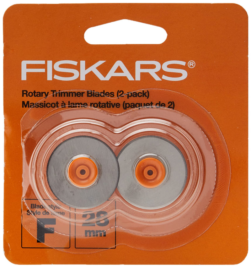 Fiskars 28mm Replacement Rotary Cutter Blades (2-Pack) - Style F - Compatible with Fiskars 28mm Rotary Paper Cutters Style F - 28mm - PawsPlanet Australia