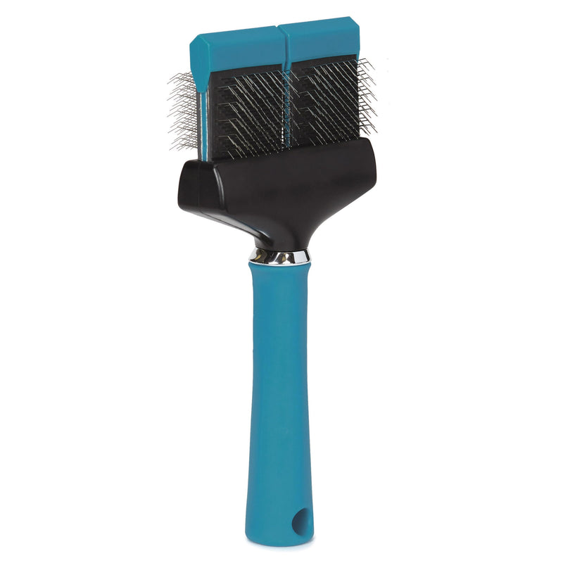 Master Grooming Tools Double-Sided Hard Flexible Slicker Brushes — Versatile Brushes for Grooming Dogs - Green, 8"L x 4"W, Large, Teal Double-Hard - PawsPlanet Australia