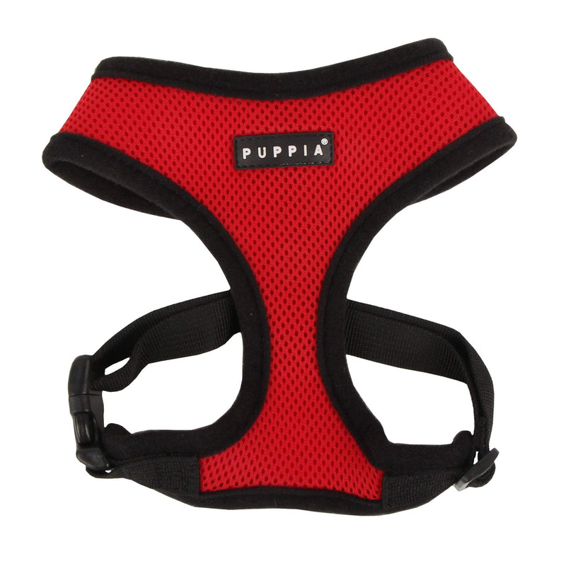 Puppia Soft Dog Harness No Choke Over-The-Head Triple Layered Breathable Mesh Adjustable Chest Belt and Quick-Release Buckle, Red, Small S (Neck: 9.5", Chest: 12"-18") - PawsPlanet Australia