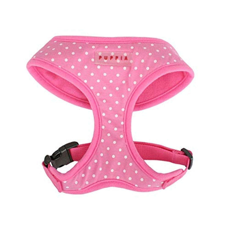 Puppia Dotty Dog Harness Over-The-Head No Pull No Choke Walking Training Adjustable for Small & Medium Dog, Medium, Pink - PawsPlanet Australia