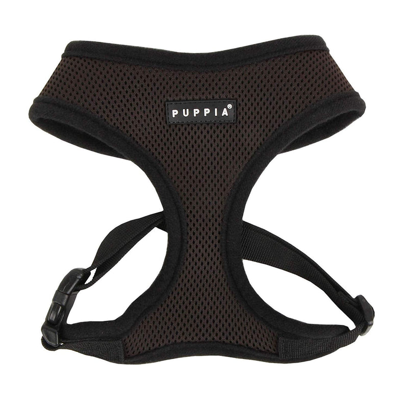 Puppia Soft Dog Harness No Choke Over-The-Head Triple Layered Breathable Mesh Adjustable Chest Belt and Quick-Release Buckle, Brown, Medium - PawsPlanet Australia
