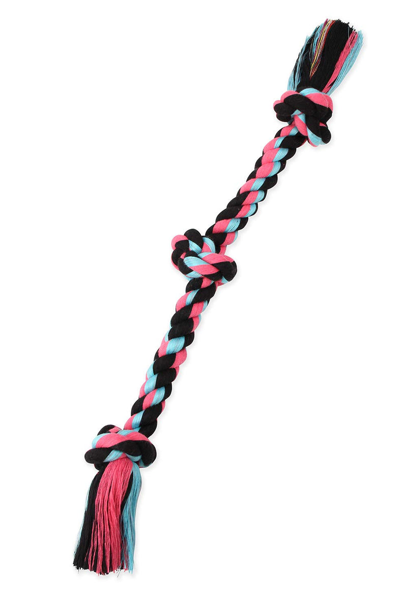 Mammoth Flossy Chews Rope Tug – Premium Cotton-Poly Tug Toy for Dogs – Interactive Rope Toy (Colors May Vary) Medium 20" 3 Knot Dog - PawsPlanet Australia