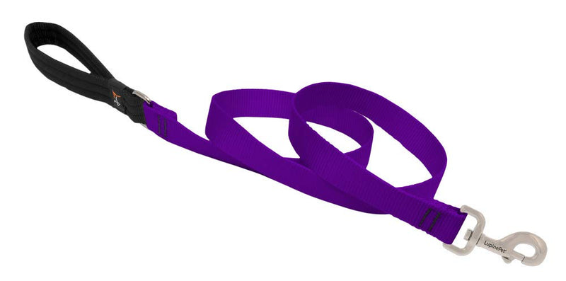 Dog Leash by Lupine in 1" Wide Purple 6-Foot Long with Padded Handle 1" wide; 6-ft long - PawsPlanet Australia