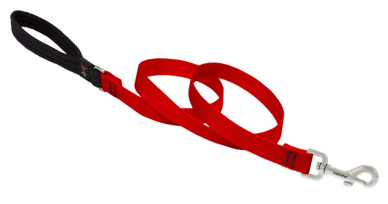 Dog Leash by Lupine in 3/4" Wide Red 6-Foot Long with Padded Handle 3/4" wide; 6-ft long - PawsPlanet Australia