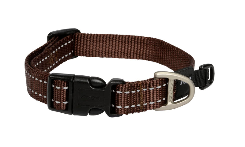 Reflective Dog Collar for Medium Dogs, Adjustable from 12-17 inches, Brown - PawsPlanet Australia