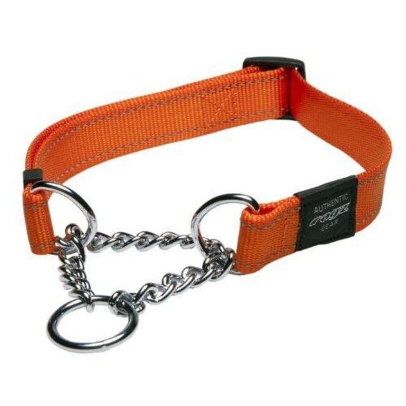 Reflective Nylon Choke Collar; Slip Show Obedience Training Gentle Choker for Medium Dogs, Orange - PawsPlanet Australia