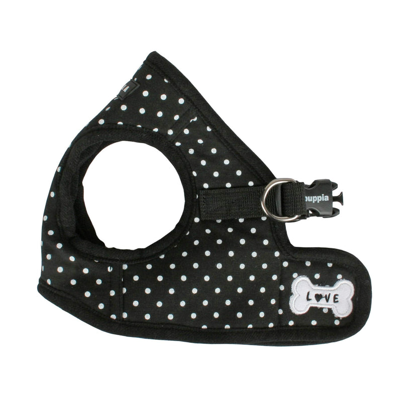 Puppia Dotty Step-in Vest Dog Harness No Pull No Choke Easy Wear Training Walking for Small Dog, Medium, Black - PawsPlanet Australia