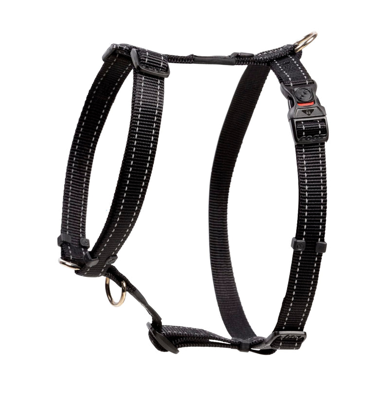 Reflective Adjustable Dog H Harness for Large Dogs; matching collar and leash available, Black - PawsPlanet Australia