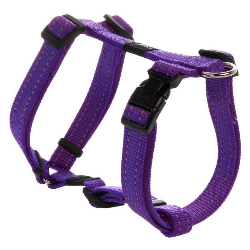 Reflective Adjustable Dog H Harness for Small to Medium Dogs; matching collar and leash available, Purple - PawsPlanet Australia
