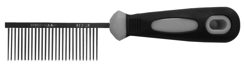 Resco Professional Anti-Static Dog, Cat, Pet Comb for Grooming, Medium Tooth Spacing, 1-Inch Pins Nickel - PawsPlanet Australia