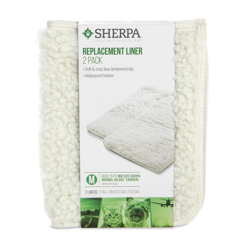 Sherpa (2 Count) Replacement Liners for Travel Pet Carriers - White, Medium 2 Count (Pack of 1) - PawsPlanet Australia