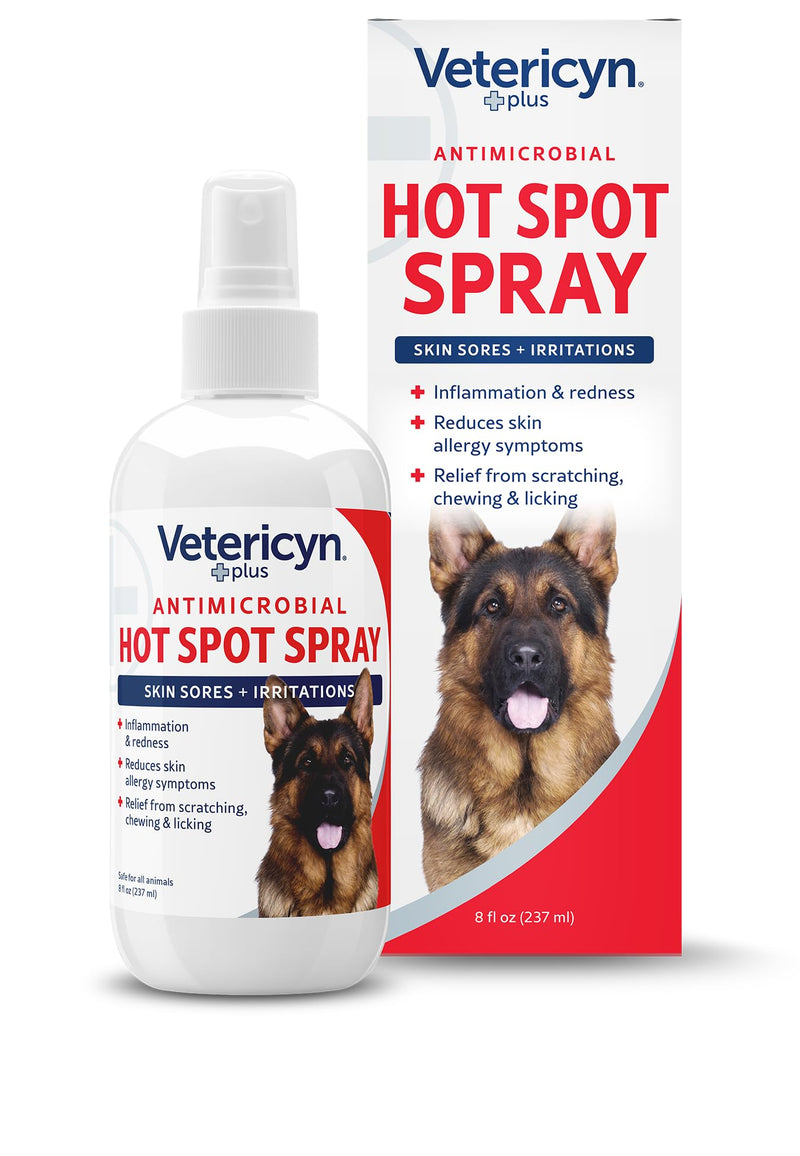 Vetericyn Plus Hot Spot Spray for Dogs Skin Sores and Irritations | Itch Relief for Dogs and Prevents Chewing and Licking at Skin, Safe for All Animals. 8 Ounces 8-Ounce - PawsPlanet Australia