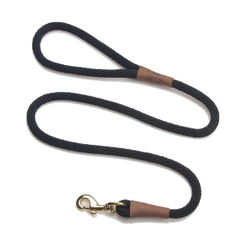 Mendota Pet Snap Leash - British-Style Braided Dog Lead, Made in The USA - Black, 3/8 in x 4 ft - for Small/Medium Breeds 1/2 in x 4 f - PawsPlanet Australia