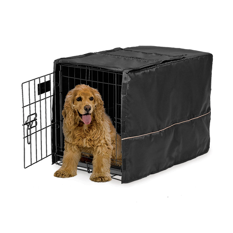 MidWest Homes for Pets Medium Dog Crate Cover, Black Polyester Privacy Kennel Cover Fits Most 30-inch Crates, Machine Washable, Reduces Barking & Chewing - PawsPlanet Australia