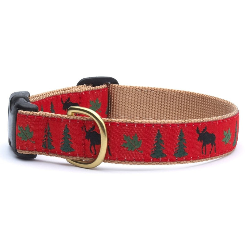 Up Country Moose Pattern Dog Collar or Leash (Dog Collar, 5/8 inch Width, Small (9 to 15 inches)) 5/8 inch Width, Small (9 to 15 inches) - PawsPlanet Australia