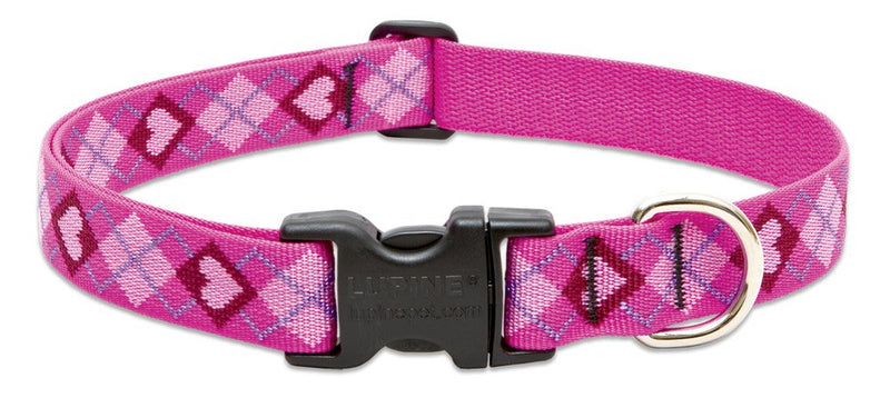 Lupine Medium Dog Collar 1" Wide Puppy Love Design adjusts from 12" to 20" 1"W; 12-20" Neck - PawsPlanet Australia