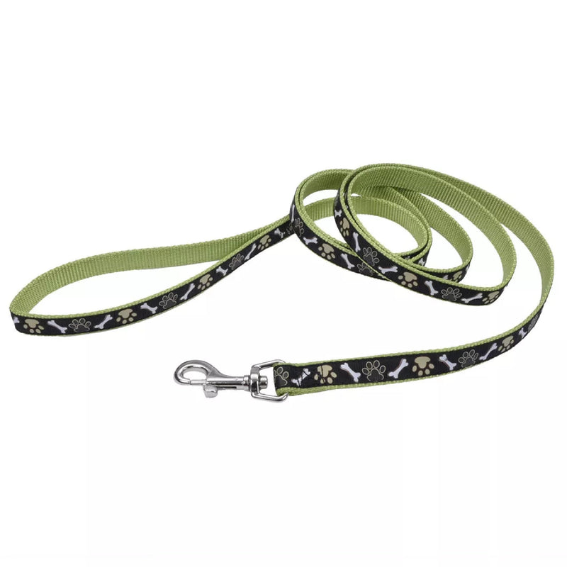 Coastal Pet Ribbon Dog Leash - Contemporary Stylish Look - Durable Fade-Resistant Nylon Material - Perfect for Dogs Brown Paws and Bones, 5/8" x 06' s - PawsPlanet Australia