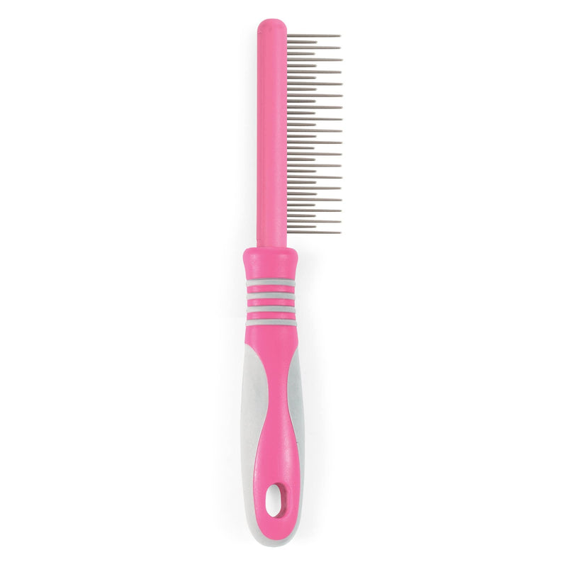 Ergo Cat Moulting Comb - Pink Grooming Tool for Long Haired Cats - Detangles Removes Loose Hair and Detects Fleas - Easy To Use Pet Care Accessory 1 Count (Pack of 1) - PawsPlanet Australia