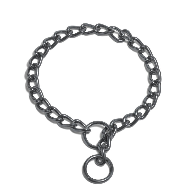 Platinum Pets Coated Chain Training Collar, 16-Inch by 2-1/2mm, Black Chrome 16 in x 2.5 mm - PawsPlanet Australia