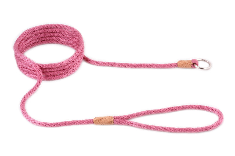 Alvalley Nylon Slip Leashes with Braided Leather - Adjustable Pet Lead for Dogs - Soft, Smooth Leash for Training & Walking - Durable, Strong Rope (Wild Rose, 6ft Long, 6mm Thick) Wild Rose 6mm x 183cm - PawsPlanet Australia