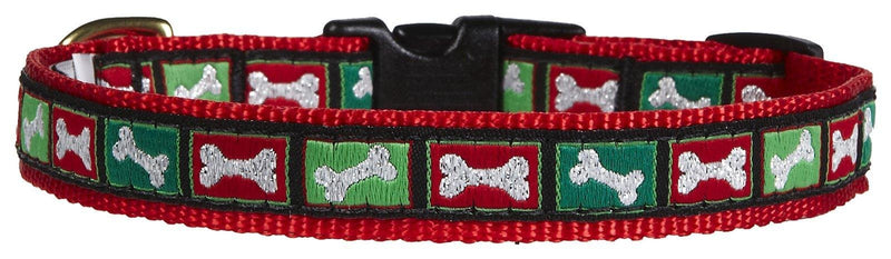 Up Country Christmas Bones Pattern (Dog Collar Christmas Bones, Medium (12 to 18 Inches) 1 Inch Wide Width) Dog Collar Christmas Bones - PawsPlanet Australia