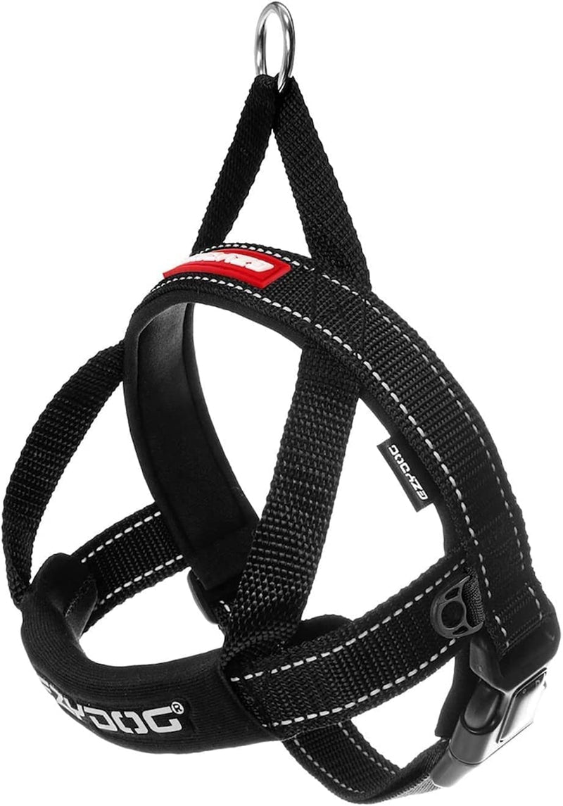 EzyDog Quick Fit Dog Harness – No Pull Harness for Training, Everyday Walking, and Easy Control - Adjustable Fit, Reflective, and Padded (Small, Black) Small - PawsPlanet Australia
