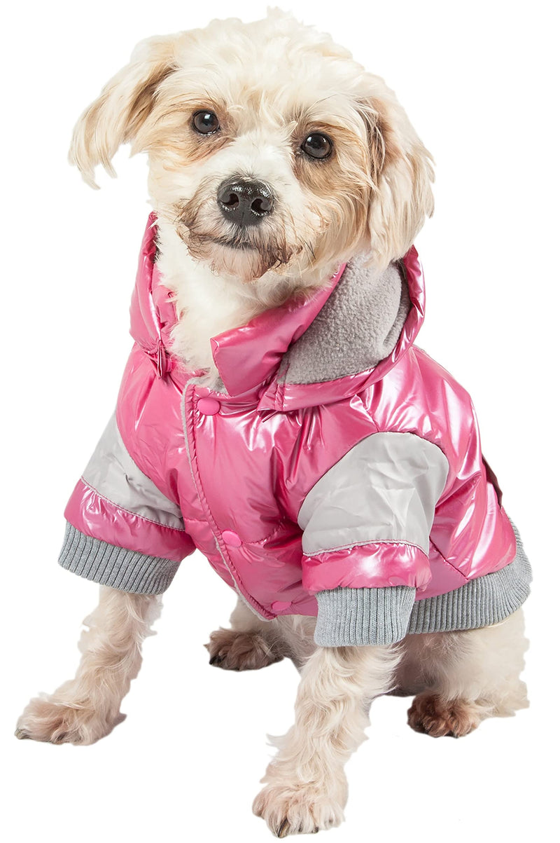 Pet Life Sporty Vintage Aspen Ski Winter Dog Coat with snap-Off Removable Hood - Dog Jacket Features 3M Thinsulate Insulation Warming Technology - Dog Clothes fits Small, Medium and Large Dogs Pink - PawsPlanet Australia