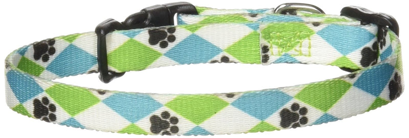 Casual Canine Nylon Pooch Patterns Dog Collar, Fits Necks 6" to 10", Blue Argyle s