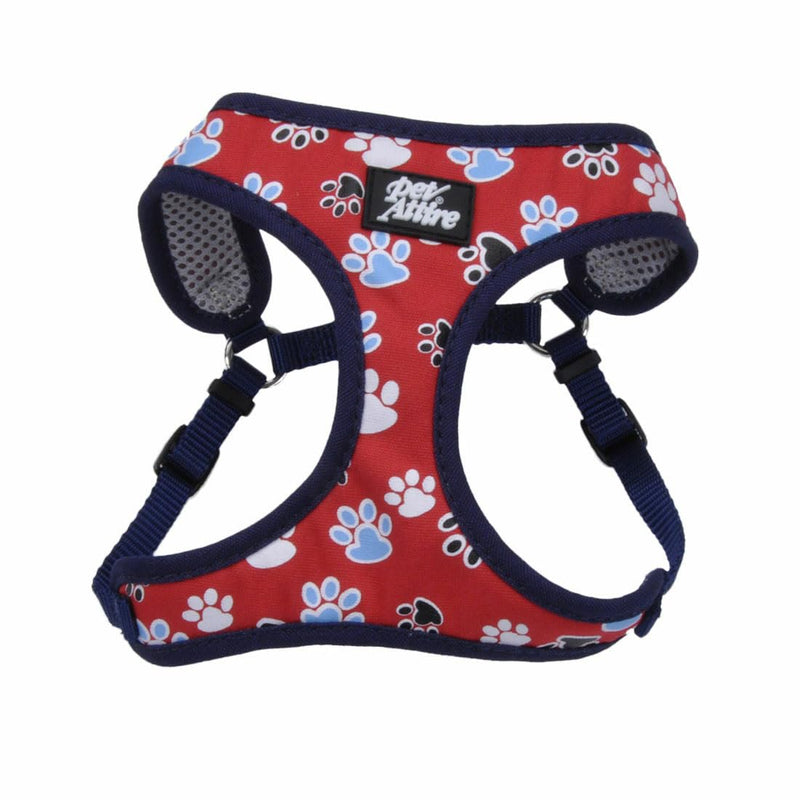Coastal Pet Ribbon Designer Wrap Adjustable Dog Harness - Large & Small Dog Harness - Breathable Mesh Harness for Dogs Pet Supplies for Dogs - Red with Paws, 3/8" x 14-16" 3/8" x 14"-16" (Pack of 1) - PawsPlanet Australia