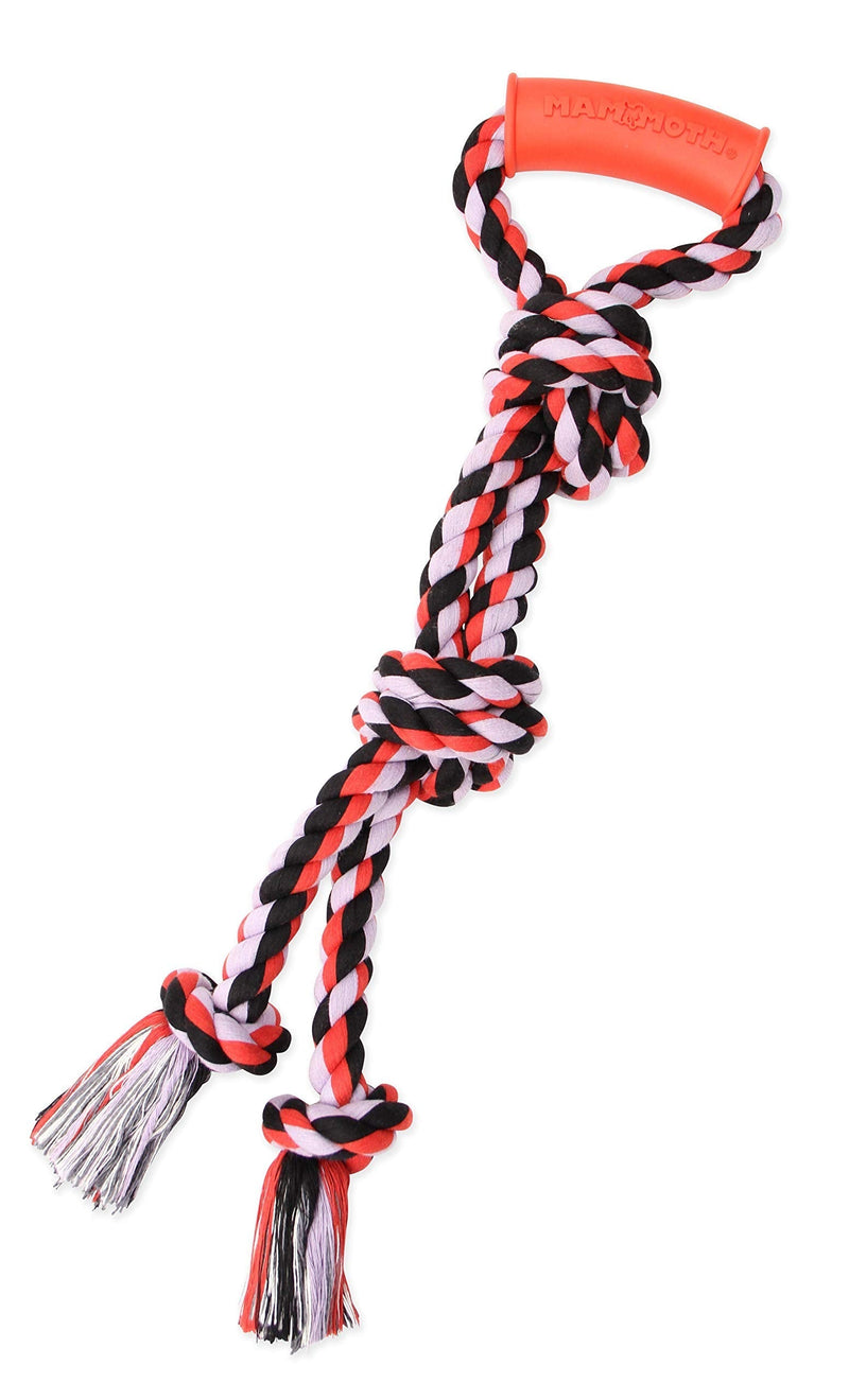 Mammoth Flossy Chews Color Twin Tug with Rubber Handle – Premium Cotton-poly Tug Toy for Dogs – Interactive Dual Dog Tug Toy – Tug Rope Dog Medium 20" - PawsPlanet Australia
