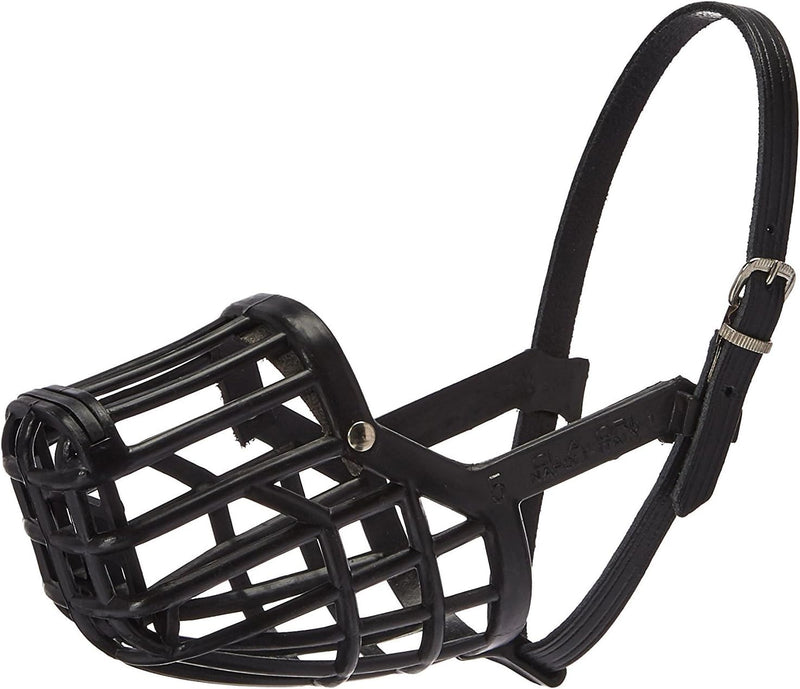 Leather Brothers Italian Basket Dog Muzzle, Adjustable Secure Fit, Comfortable Design, Training and Safety, Averts Biting, Prevents Chewing and Scavenging, Perfect for Grooming - Black, Size 8 - PawsPlanet Australia