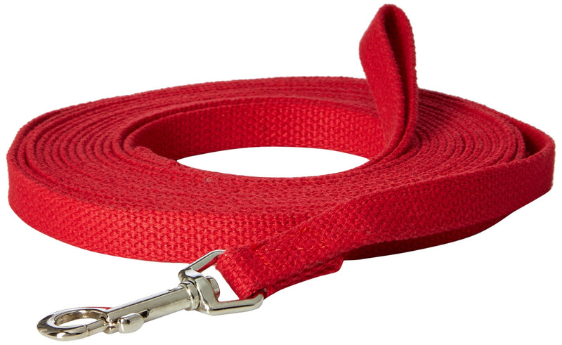 Cotton Dog Training Lead, 20ft, Red, Soft Woven Dog Training Leash for Obedience, Recall, and Control Training - PawsPlanet Australia