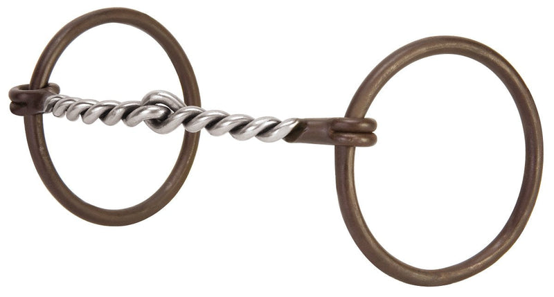 Weaver Leather Professional Ring Snaffle Bit, 5" Twisted Curved Mouth, Antiqued - PawsPlanet Australia