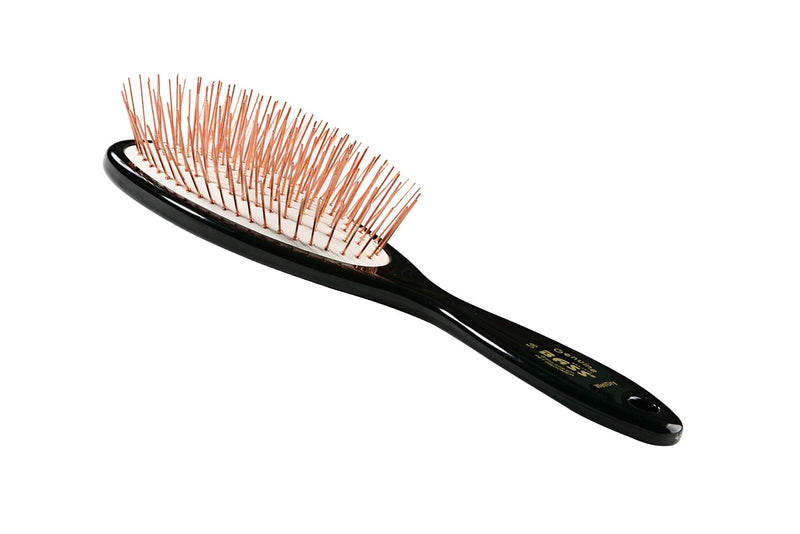 Bass Brushes Large/X-Long All Wire Brass Pin Cushion Pet Brush with Acrylic Handle - PawsPlanet Australia