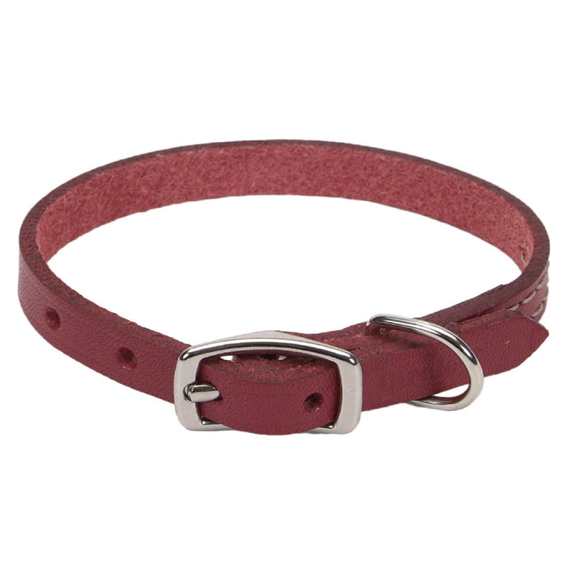 Coastal Pet - Circle T - Oak Tanned Leather Town Dog Collar, Red, 5/8" x 16" - PawsPlanet Australia