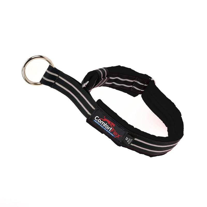 ComfortFlex Martingale Dog Collar - 1" Wide, Reflective, Adjustable, Fully Padded Nylon, Gentle Control, Escape-Proof, Limited Slip Design, Made in The USA, Small, Raven Black - PawsPlanet Australia