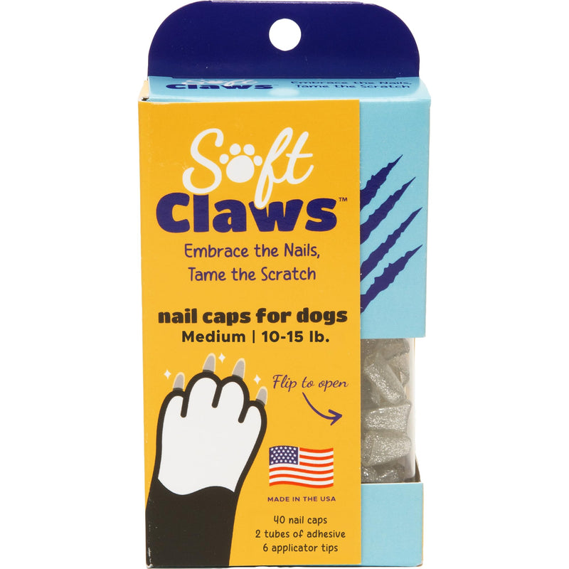 Soft Claws Canine Dog and Cat Nail Caps Take Home Kit, Medium, Sparkle Silver - PawsPlanet Australia