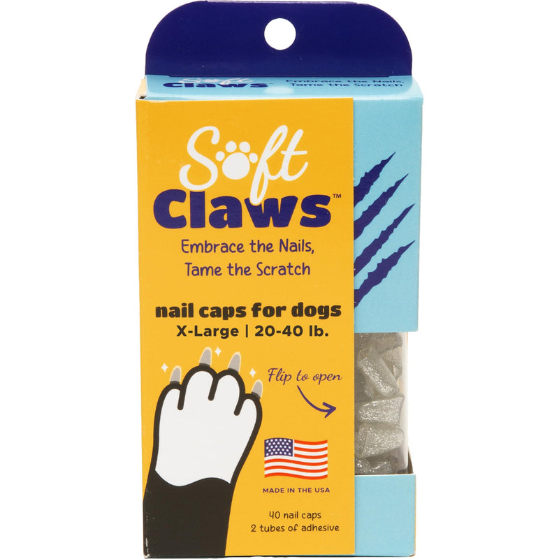 Soft Claws Dog and Cat Nail Caps Take Home Kit, X-Large, Sparkle Silver - PawsPlanet Australia