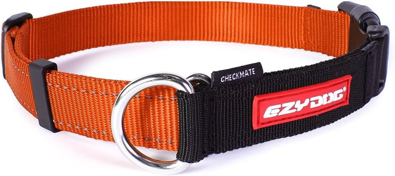 EzyDog Checkmate Martingale Collar for Dogs – Premium Nylon Training Dog Collar for Easy Control with no Choking (Small, Orange) Small