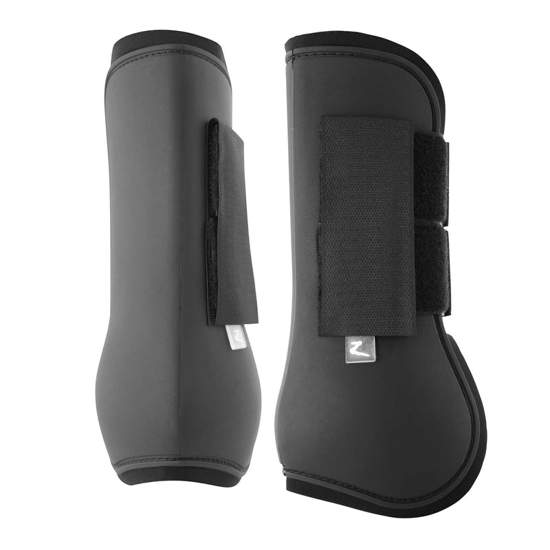 HORZE Chicago Protective Horse Tendon Boots - Lightweight Open Front Boots for Jumping, Trail Riding, and Turnout (Pair) - Black - Horse - PawsPlanet Australia