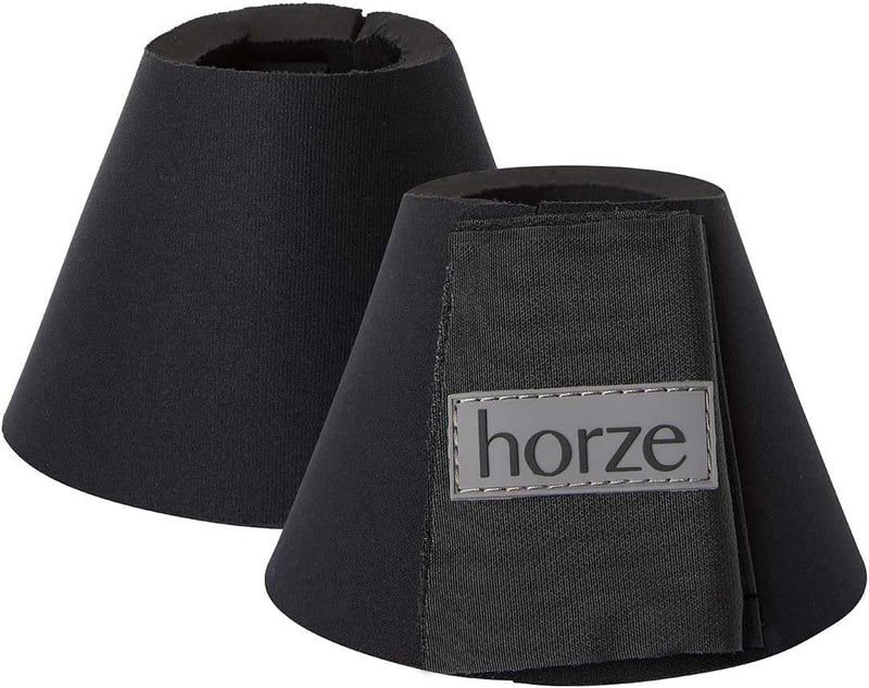 HORZE Pro Overreach Bell Boots for Horses | Neoprene Pair Black XX-Large - PawsPlanet Australia