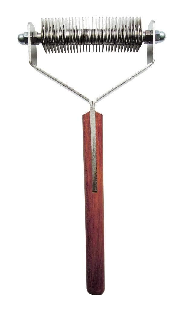 Mars Coat King Double Wide Dematting Undercoat Grooming Rake Stripper Tool for Dogs and Cats, Stainless Steel with Wooden Handle for Thick Coats, 30-Blade Stripper for Groomers, Pet Owners Large Dogs